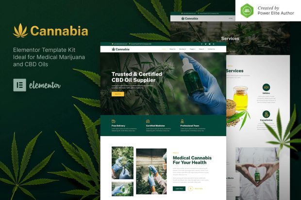 Cannabia – Medical Marijuana & CBD Oil Elementor Template Kit