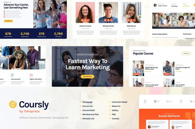 Coursly | Education & Offline Course Elementor Template Kit