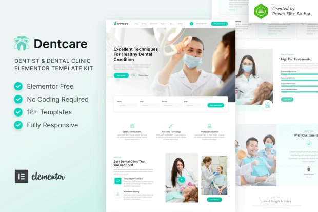 Dentcare – Dentist & Dental Clinic Elementor Template Kit