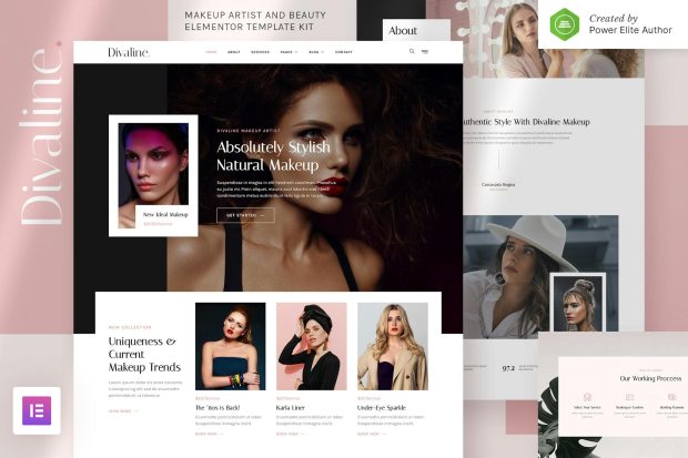 Divaline – Makeup Artist, Model & Beauty Elementor Template Kit