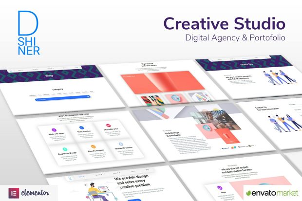 D'Shiner Creative Studio & Digital Agency Elementor Template Kit