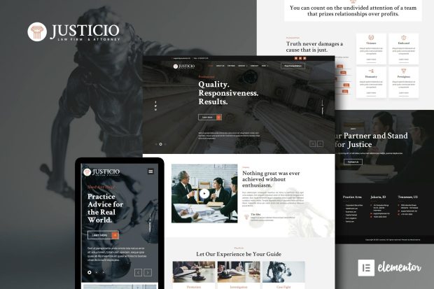 Justicio - Law Firm & Attorney Elementor Template Kit