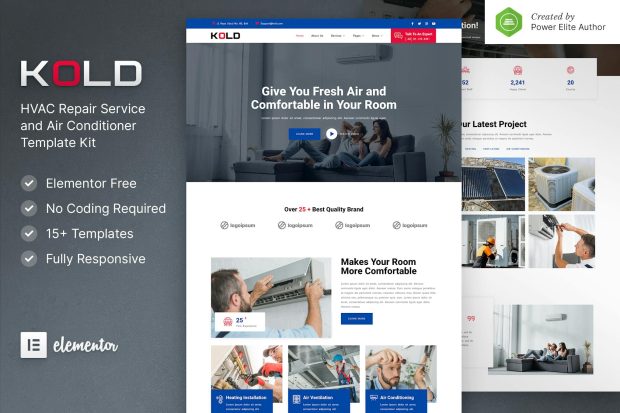 Kold – Air Conditioner & HVAC Repair Service Elementor Template Kit