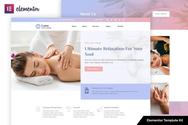 Luna - Spa & Wellness Elementor Template Kit