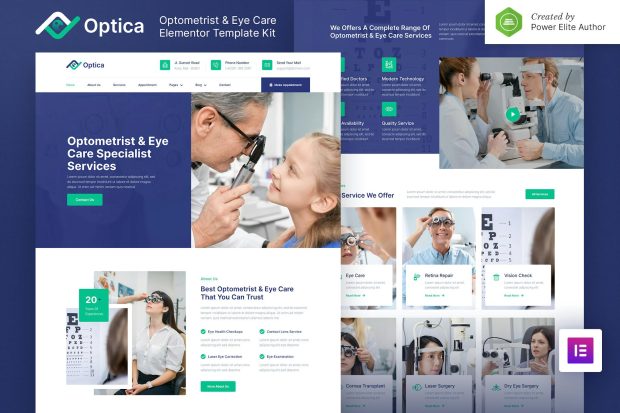 Optica – Optometrist & Eye Care Elementor Template Kit