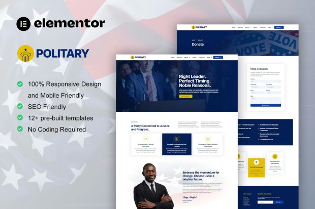 Politary - Politician & Public Servant Elementor Pro Template Kit