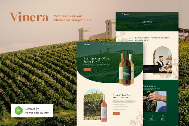 Vinera – Wine & Vineyard Elementor Template Kit