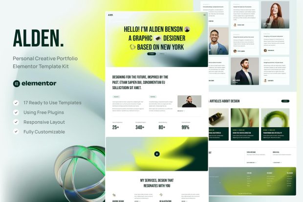 Alden - Personal Creative Portfolio Elementor Template Kit